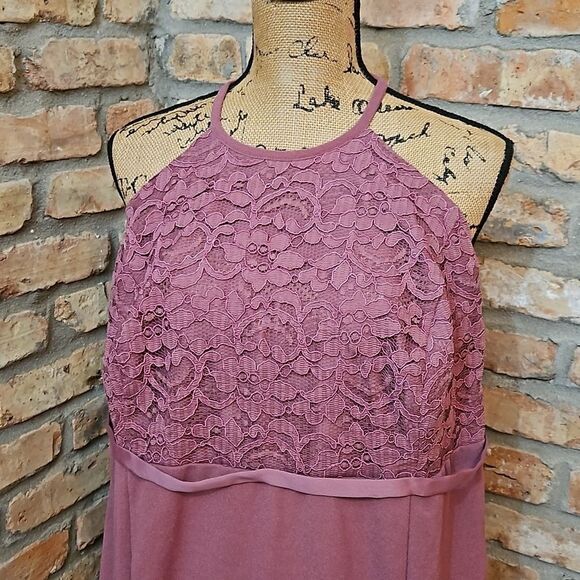 David's Bridal Mauve halter style maxi gown size 24 - Picture 6 of 14